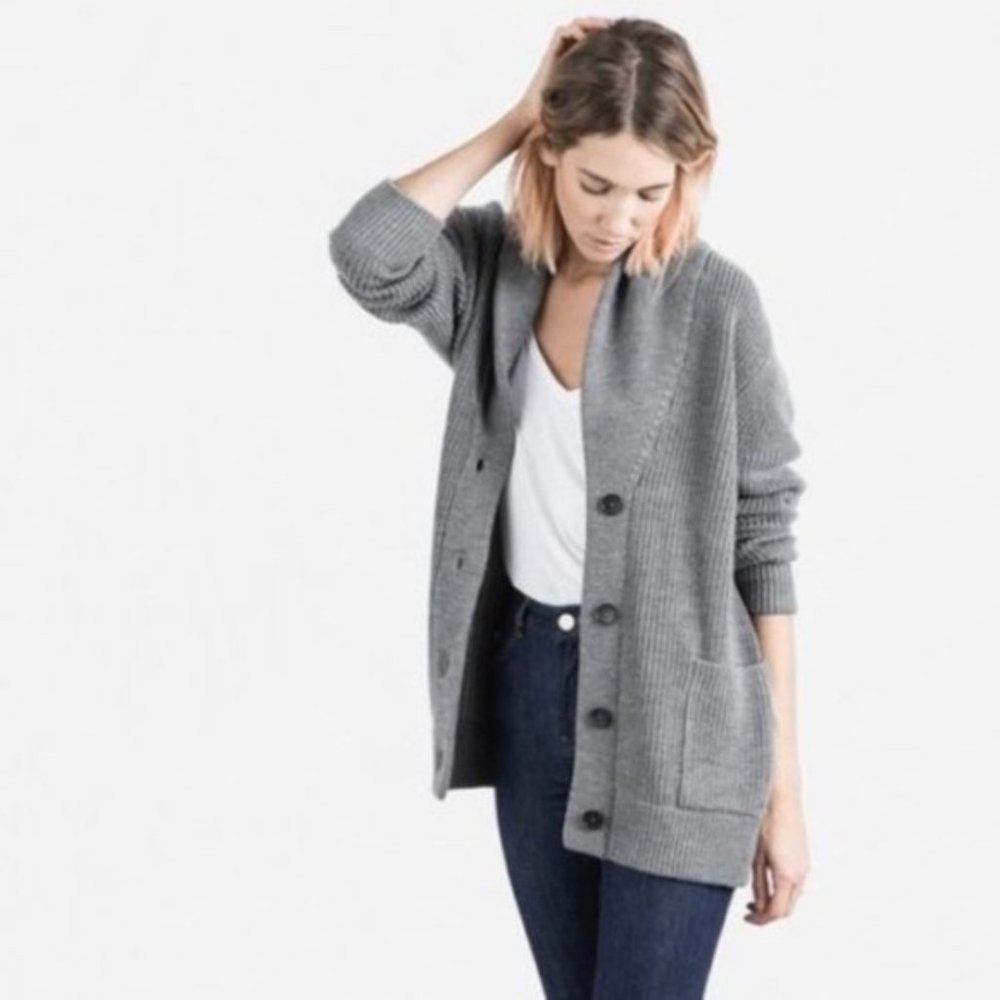 Everlane Shawl Collar Cardigan, gray, size medium